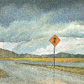 Toward Laramie - mixed media on panel