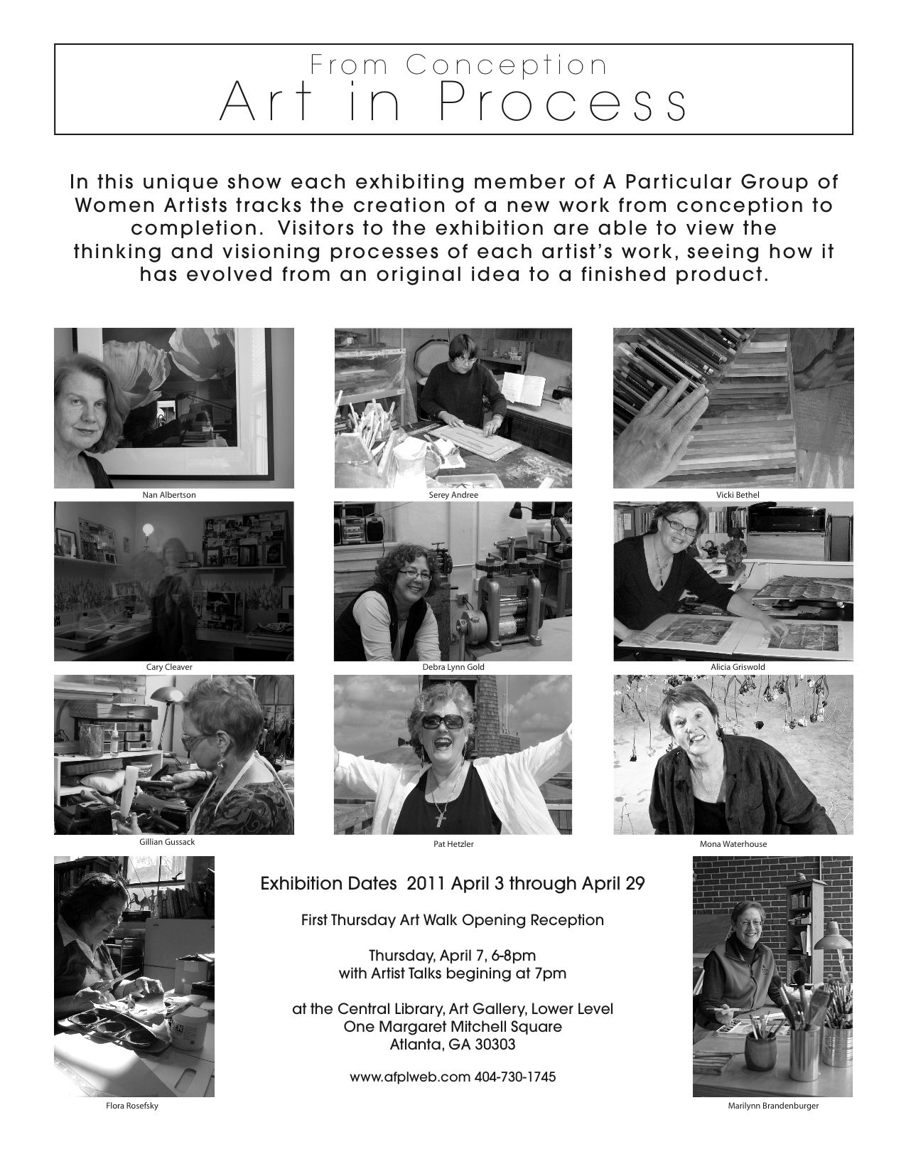 flyer about the exhibit with photos of the artists